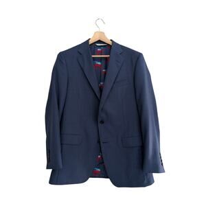 Samuelsohn Blue Two-Button Blazer Suit Custom Lining Sz 44L 38 Pants Elephants